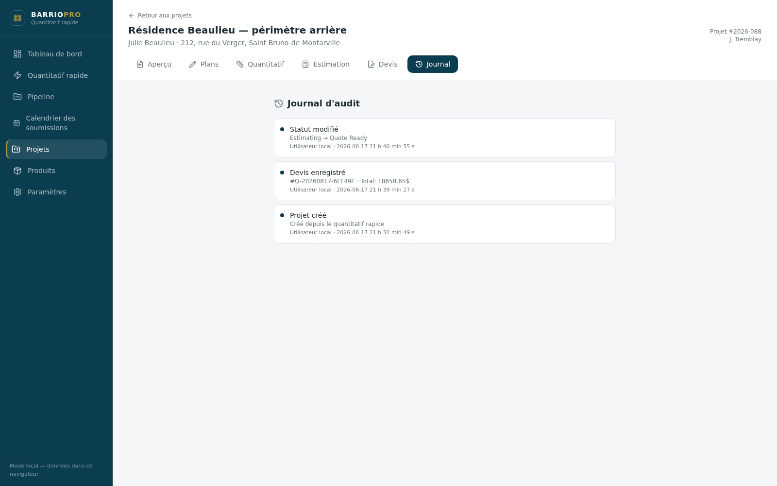 Journal d'audit